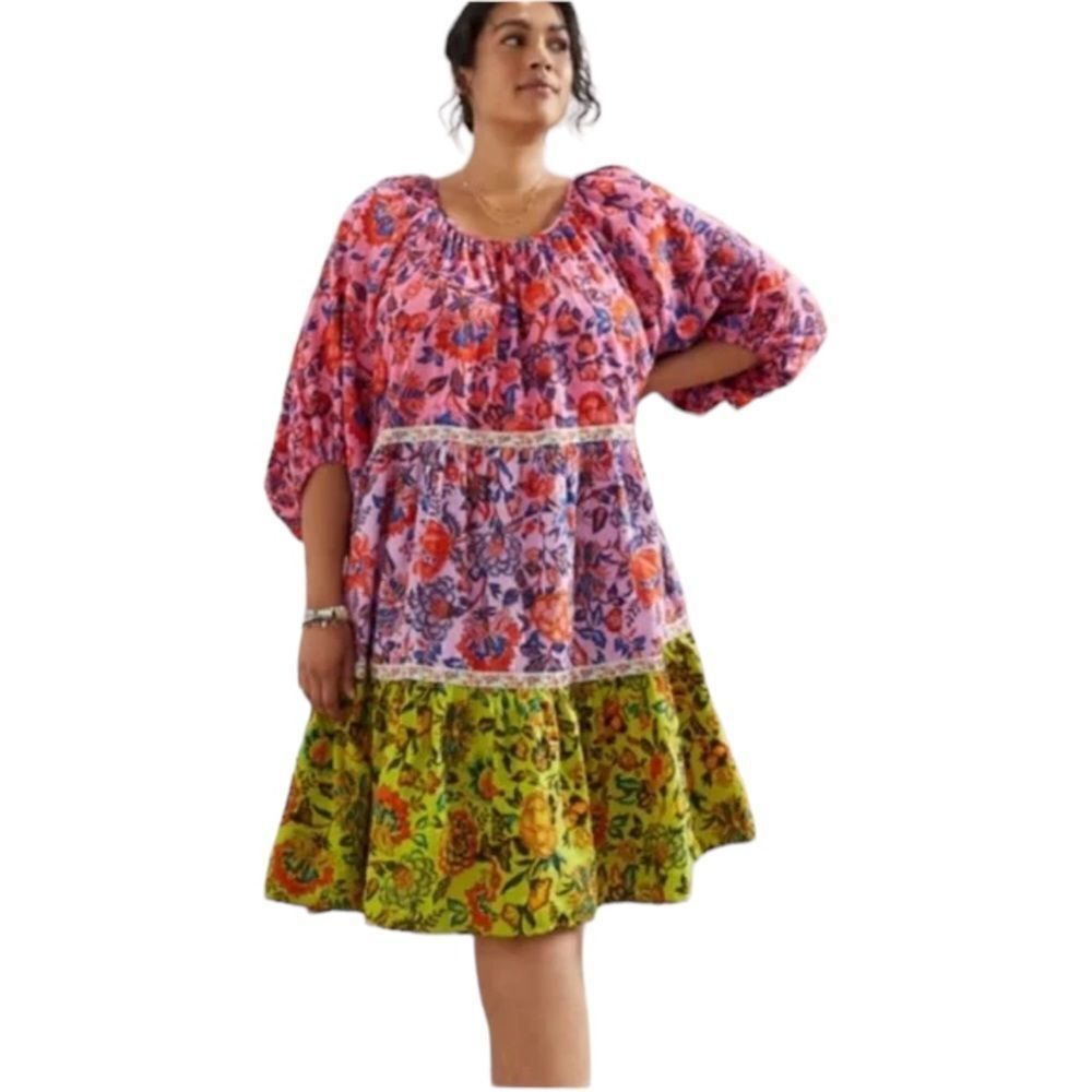 Anthropologie Mabel Mini Dress Size Small $198 Flowy long sleeve rainbow medium - Picture 3 of 11